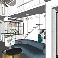 Modern Apartment Open Kitchen Interior Design With Island Counter And Appliances