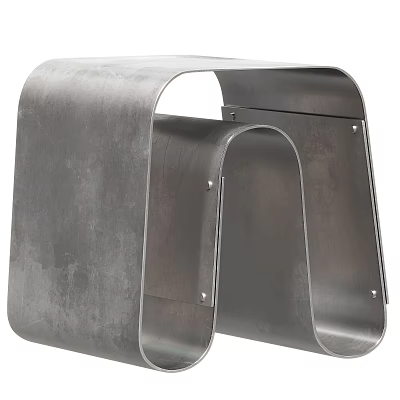 Modern Minimalist Gray Metal Corner Side Table With Geometric Structure And Textured Surface 3d model