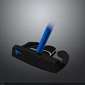 Black Electronic Device With Blue Accent Strip And Ergonomic Design Features