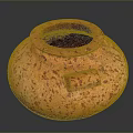 Handcrafted Ceramic Sculpture Pottery Jar with Orange Red Spots Round Spherical Texture 3d model