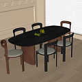 Modern Oval Dining Table And Chair Set With Light Cushions And Wooden Floor