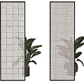 Modern Decorative Room Divider With Geometric Pattern And Green Plants 3d model