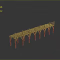 Long Wooden Bridge Architectural Structure With Supporting Pillars And Wooden Planks