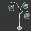 Modern Floor Lamp With Three Silver Shades And Black Metal Stand Design