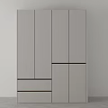 Modern Light Gray Wardrobe With Sleek Surface Multiple Doors And Drawers
