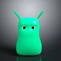 Cute Green 3D Rendered Cartoon Monster With Two Antennae And Big Eyes