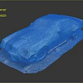 Car Covered With Blue Tarp Placed On Gray Platform Against Dark Background 3d model