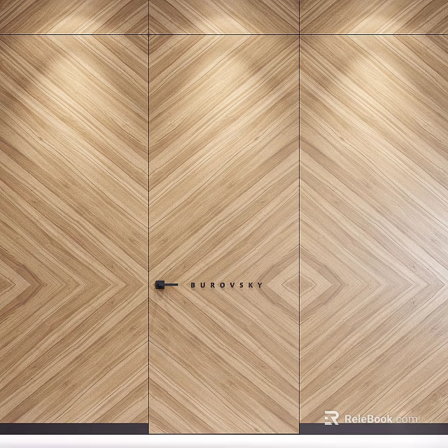 Modern Wooden Hinged Door Featuring Herringbone Pattern And Elegant Texture 3d model