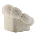 Beige Petal Shaped Single Seater Sofa With Soft Plush Fabric Upholstery