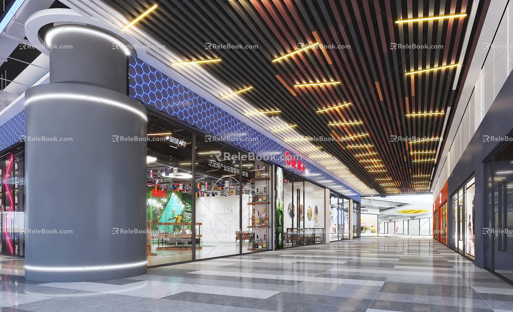 Modern shopping mall mall aisle 3d model