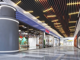 Modern shopping mall aisle 3d model