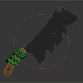Essential Household Kitchen Knife With Black Serrated Blade And Green Wrapped Handle