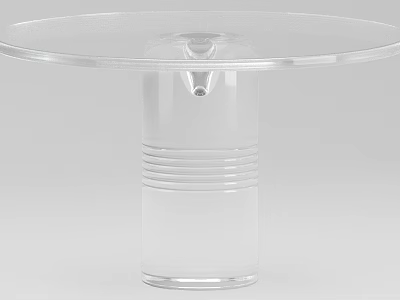 Modern Clear Round Glass Table with Cylindrical Base and Striped Design Details 3d model