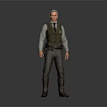 Male Character in Standing Pose Wearing Gray Vest Blue Shirt Brown Pants Brown Boots