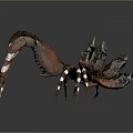 Detailed Reddish Brown Crab 3D Model with Large Claws White Stripes and Spiked Head