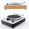 Headphone Audio Turntable With Modern Design Wooden Base And Black White Finish