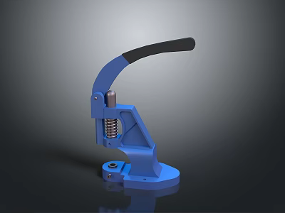 Blue Manual Clamp Tool With Spring Mechanism Black Handle And Base 3d model