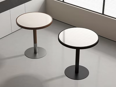 Round Negotiation Tables with Light Dark Colored Tops and Metal Legs in Modern Interior 3d model