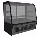 Black Retail Display Showcase Shelf With Glass Front Cover Wooden Shelves And Perforated Base