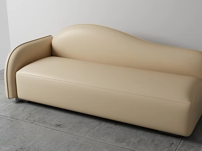 Irregular Shaped Curved Beige Leather Sofa For Modern Interior Design 3d model