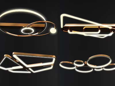 Modern Geometric Ceiling Lights With Metal Frame LED Lighting And Sleek Design 3d model