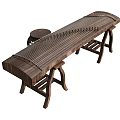 Traditional Chinese Guzheng Musical Instrument With Wooden Body Strings Stand And Stool
