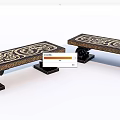 Elegant Dining Table With Intricate Decorative Patterns And Black Wooden Carved Base 3d model