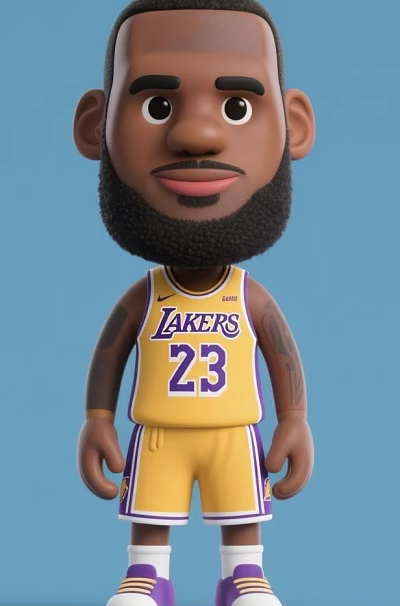 Man In Yellow Lakers 23 Jersey With Beard And Arm Tattoos 3d model
