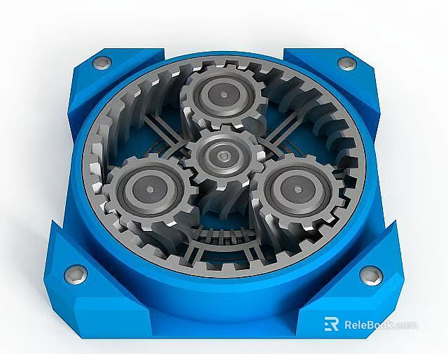Precision Gearbox Mechanical Component With Blue Casing Internal Gears And Metal Structure 3d model 