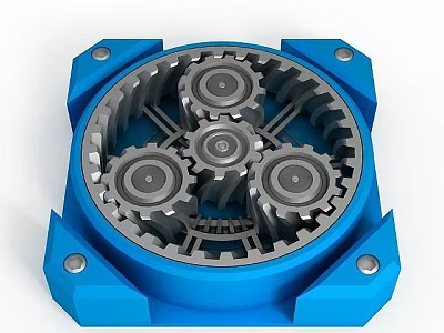 Precision Gearbox Mechanical Component With Blue Casing Internal Gears And Metal Structure 3d model