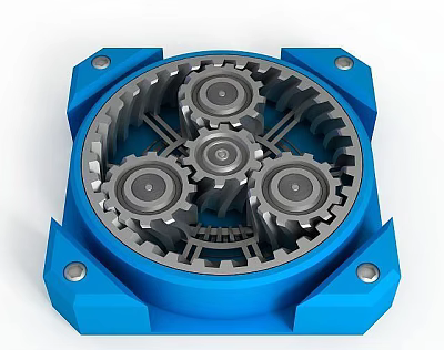 Precision Gearbox Mechanical Component With Blue Casing Internal Gears And Metal Structure 3d model