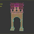 Traditional Archway with Arched Gate and Decorative Roof Orange and Gray Exterior Architectural Design