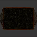Red Old Fashioned Mining Train Cart With Black Coal And Metal Wheels