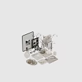 Elegant Modern Decorative Ornament Set With Frames Vase Twigs Books Sunglasses And Jewelry