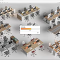 Modern Office Desks With Ergonomic Chairs Computer Monitors And Workspace Layouts