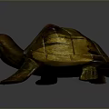 Shiny Turtle Sculpture With Yellow Green And Brown Shell Texture Design