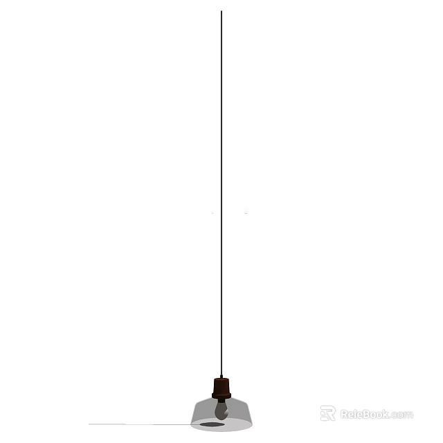 Minimalist Hanging Pendant Lamp With Dark Colored Body And Thin Suspension Cord 3d model 