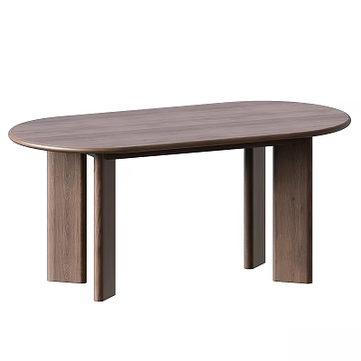 Oval Shaped Wooden Functional Table With Sturdy Four Legs Design 3d model