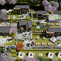 Architectural Components of Resort Buildings Featuring Courtyards Green Spaces and Trees