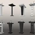 Variety of Modern Podium Designs with Microphones and Sleek Styles