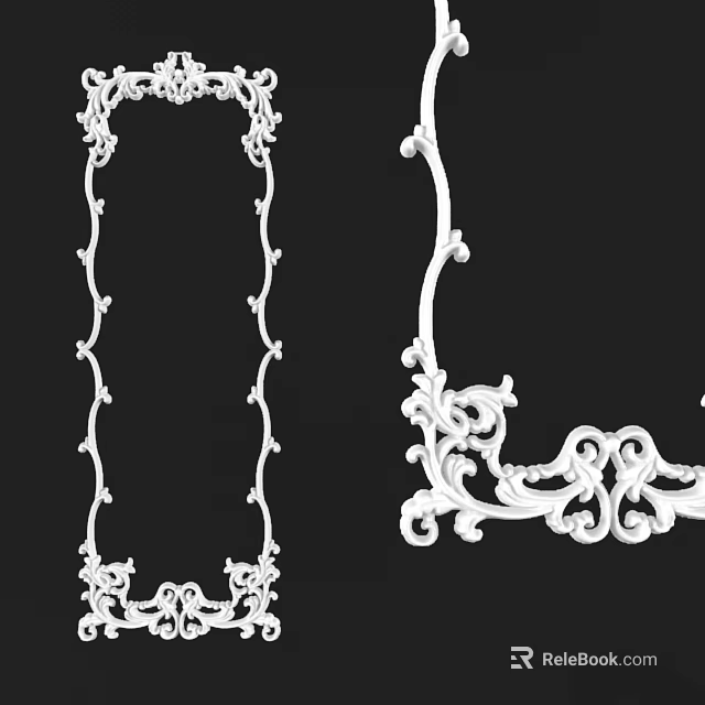 White Ornament Decor Combination With Decorative Frames And Intricate Scroll Patterns 3d model