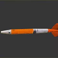 Military Missile With Orange White Body Red Tail Fins And Sharp Nose Design