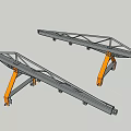 Durable Metal Support Structures With Orange Legs And Mechanical Components 3d model