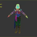 Pink Haired Game And Movie Character In Dark Coat Long Pants