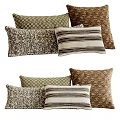 Stylish Decorative Throw Pillows With Striped And Patterned Designs For Home Decor 3d model