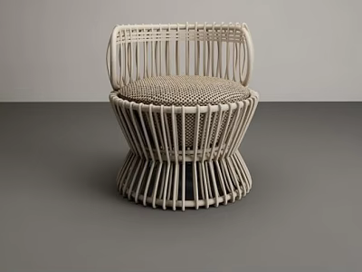 Modern Woven Rattan Lounge Chair With Round Base And Intricate Weave Details 3d model