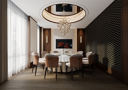 New Chinese Room Restaurant Room 3d model