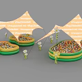 Interactive Play Area With White Canopy Tents Green Yellow Inflatable Pools And Colorful Balls