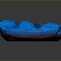 Blue Inflatable Mattress With Yellow Lines And White Pillow Comfortable For Daily Use