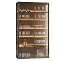 Modern Display Cabinet With Glassware And Illuminated Shelves For Home Decor